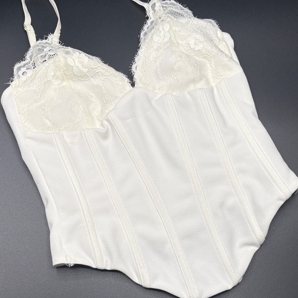 White fox corset top